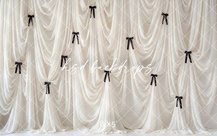 Black Bow Couture Drapes Photography Backdrop – Elegant Studio Design | HSD Backdrops