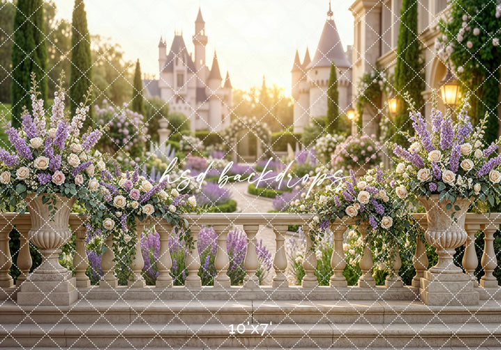 Lavender Palace Garden Photography Backdrop – Elegant European Estate Portrait Scene | HSD Backdrops