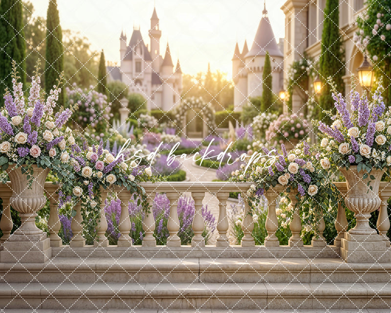 Lavender Palace Garden Photography Backdrop – Elegant European Estate Portrait Scene | HSD Backdrops