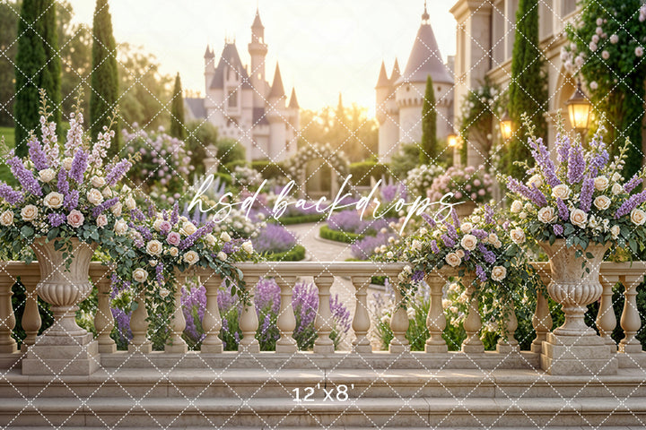 Lavender Palace Garden Photography Backdrop – Elegant European Estate Portrait Scene | HSD Backdrops