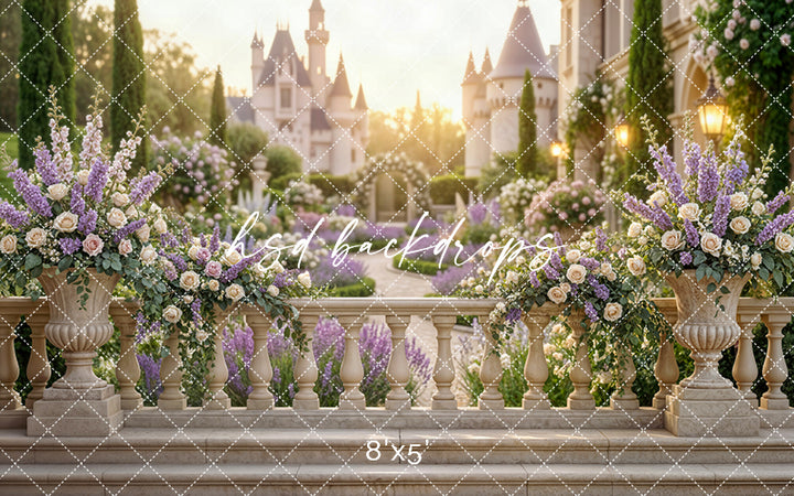 Lavender Palace Garden Photography Backdrop – Elegant European Estate Portrait Scene | HSD Backdrops