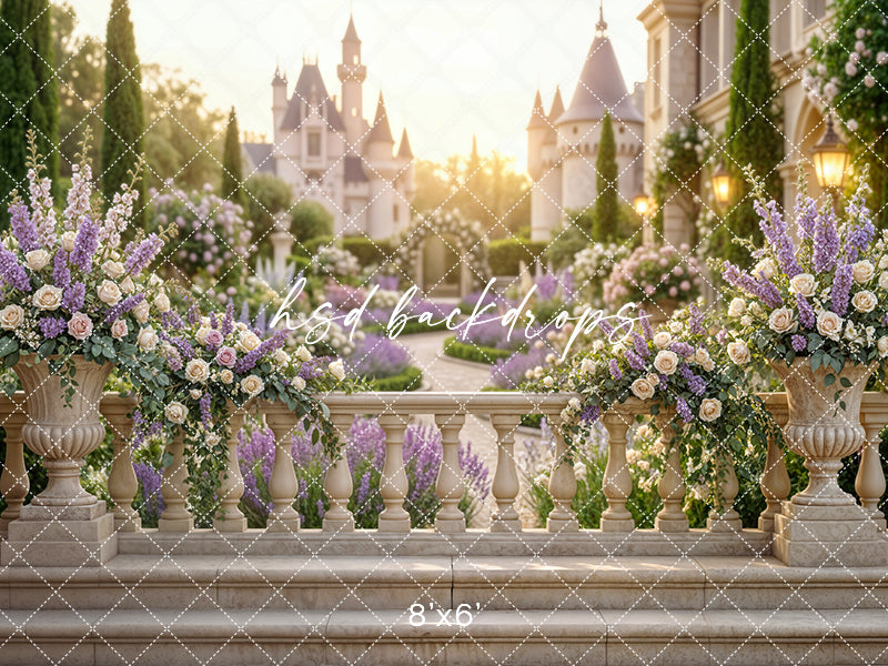 Lavender Palace Garden Photography Backdrop – Elegant European Estate Portrait Scene | HSD Backdrops