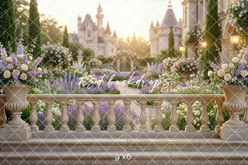 Lavender Palace Garden Photography Backdrop – Elegant European Estate Portrait Scene | HSD Backdrops