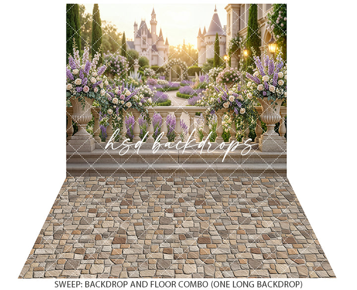 Lavender Palace Garden Photography Backdrop – Elegant European Estate Portrait Scene | HSD Backdrops