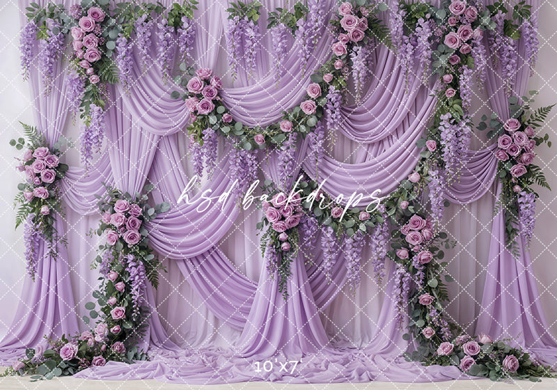 lavender flower backdrop fleece / 8'W x 8'H