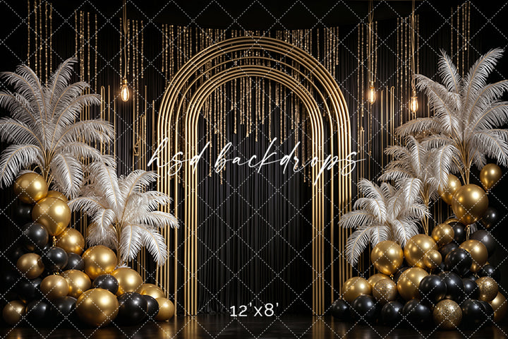 Golden Archway Glam – New Year’s Eve Photography Backdrop
