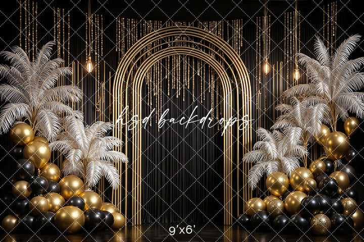 Golden Archway Glam – New Year’s Eve Photography Backdrop