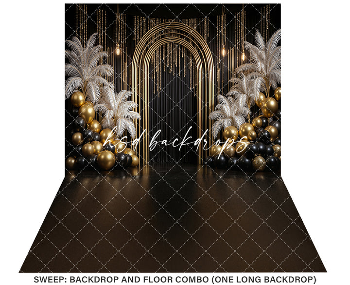 Golden Archway Glam – New Year’s Eve Photography Backdrop