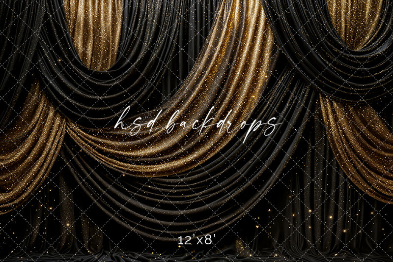 Midnight Gold Elegance – New Year’s Eve Photography Backdrop