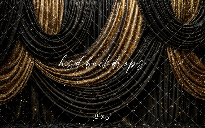 Midnight Gold Elegance – New Year’s Eve Photography Backdrop