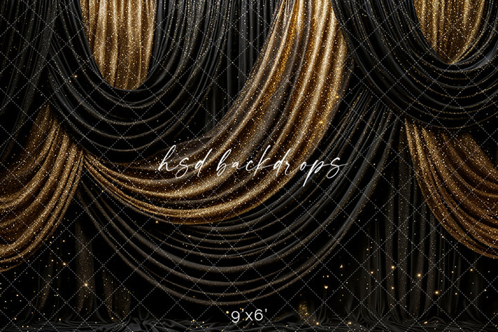 Midnight Gold Elegance – New Year’s Eve Photography Backdrop