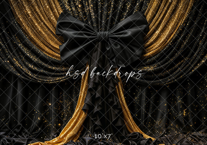 Golden Noir Bow – New Year’s Eve Photography Background