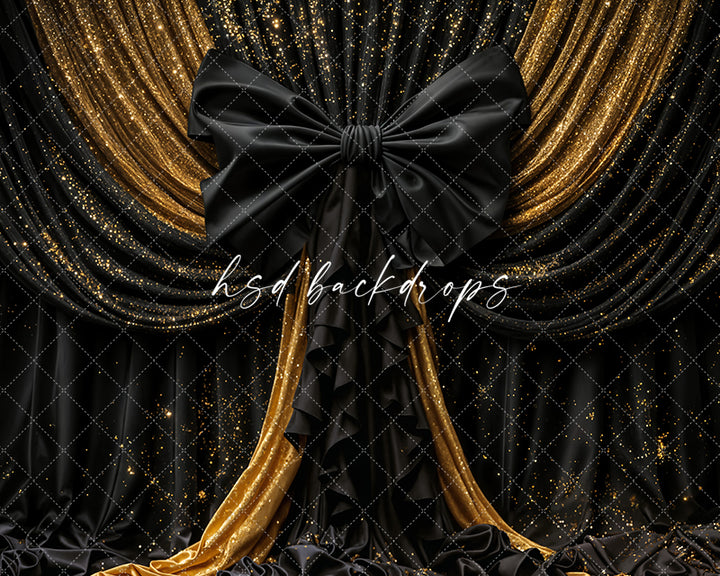 Golden Noir Bow – New Year’s Eve Photography Background