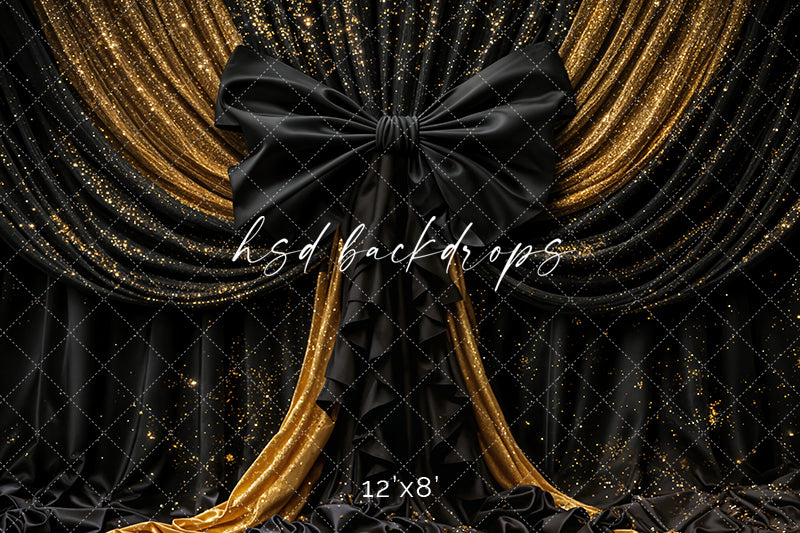 Golden Noir Bow – New Year’s Eve Photography Background