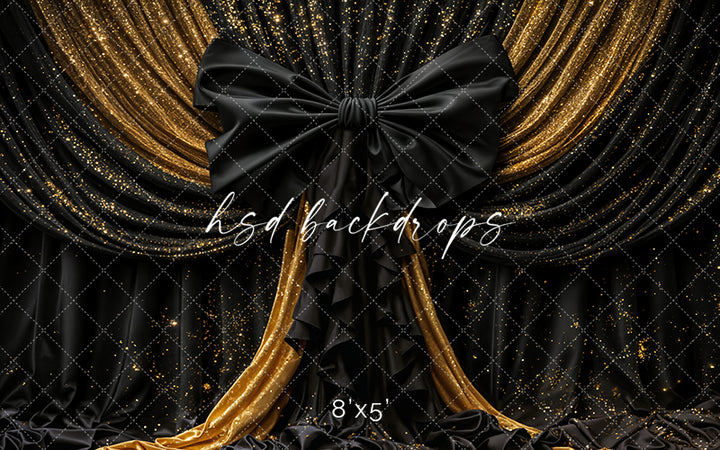 Golden Noir Bow – New Year’s Eve Photography Background