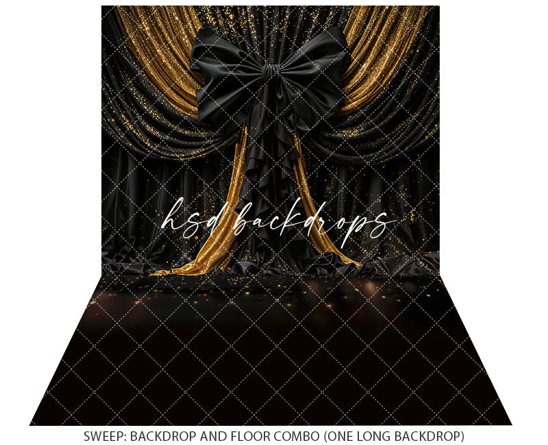 Golden Noir Bow – New Year’s Eve Photography Background