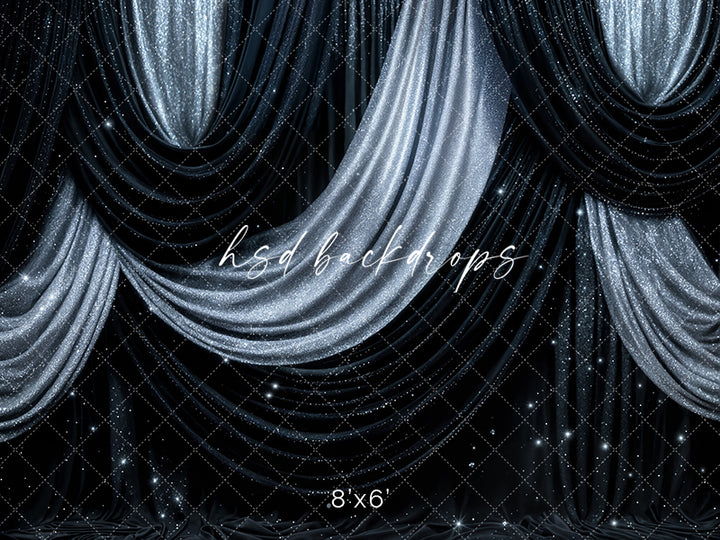 Silver Stardust Drapes – New Year’s Eve Photography Backdrop