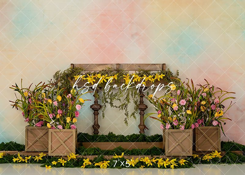 Sunflower Backdrop for Birthday Cake Smash Photography