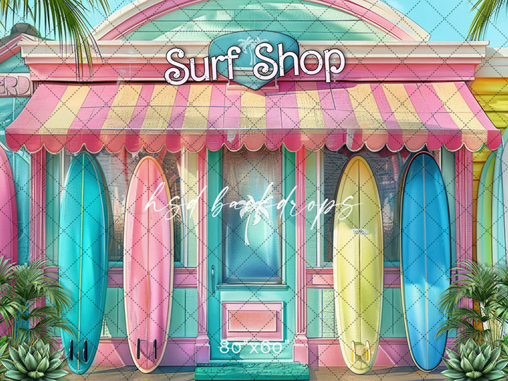 Barbie Syrf Shop Malibu Beach summer photo backdrop