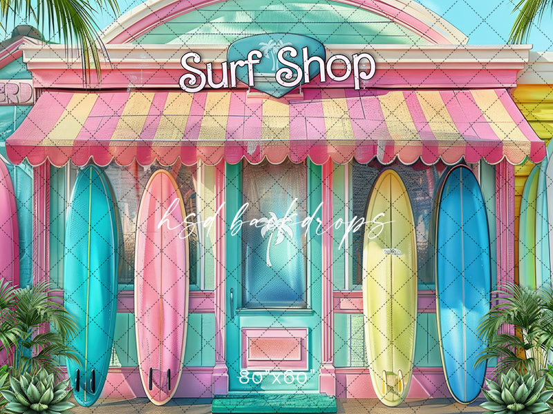 Barbie Syrf Shop Malibu Beach summer photo backdrop