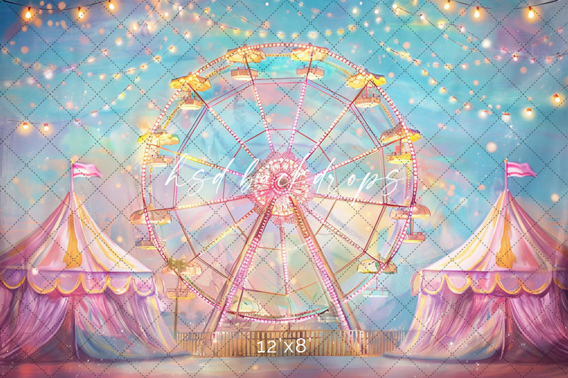 circus tent backdrop Pastel Circus Photo Backdrop for Birthday Cake Smash and Summer Photos – HSD Photography Backdrops