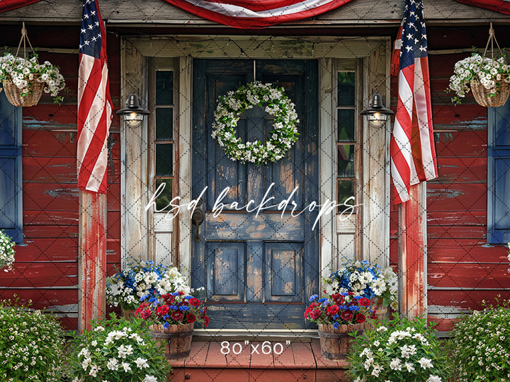 Patriotic Porch Door 4th of July Summer Photography Backdrop