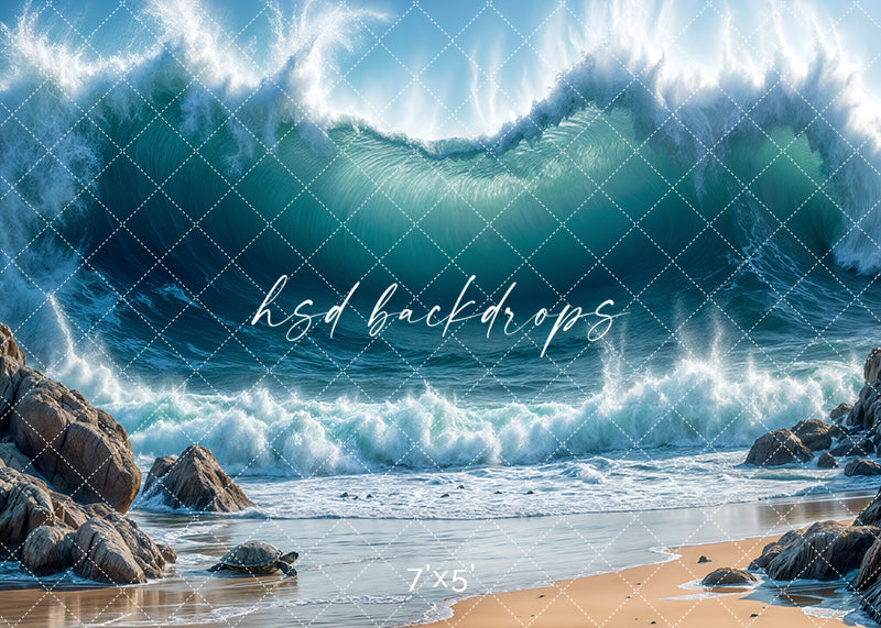 Waved Top Backdrop Ocean Tidal Wave Summer Beach Photo Backdrop – HSD Photography Backdrops