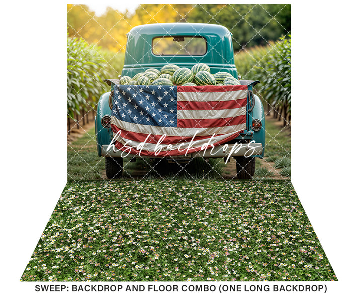 Patriotic Watermelon Truck (sweep options) - HSD Photography Backdrops 