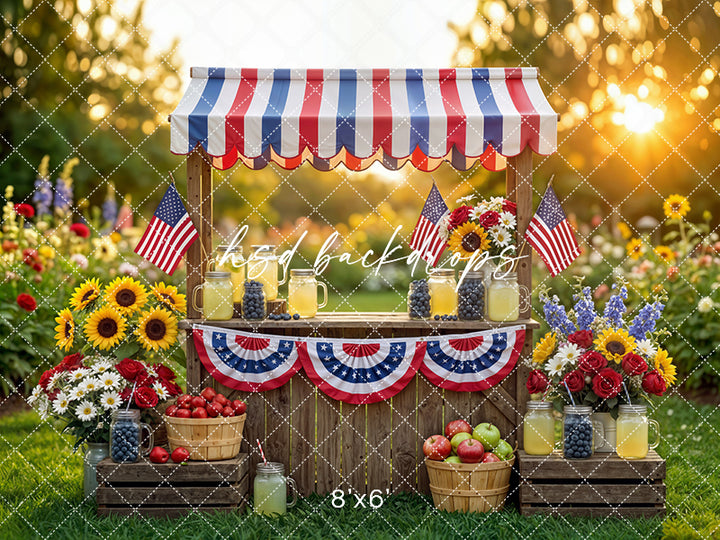 Patriotic Lemonade Stand Photography Backdrop – Fourth of July Summer Portrait Scene | HSD Backdrops
