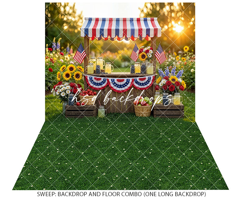 Patriotic Lemonade Stand Photography Backdrop – Fourth of July Summer Portrait Scene | HSD Backdrops