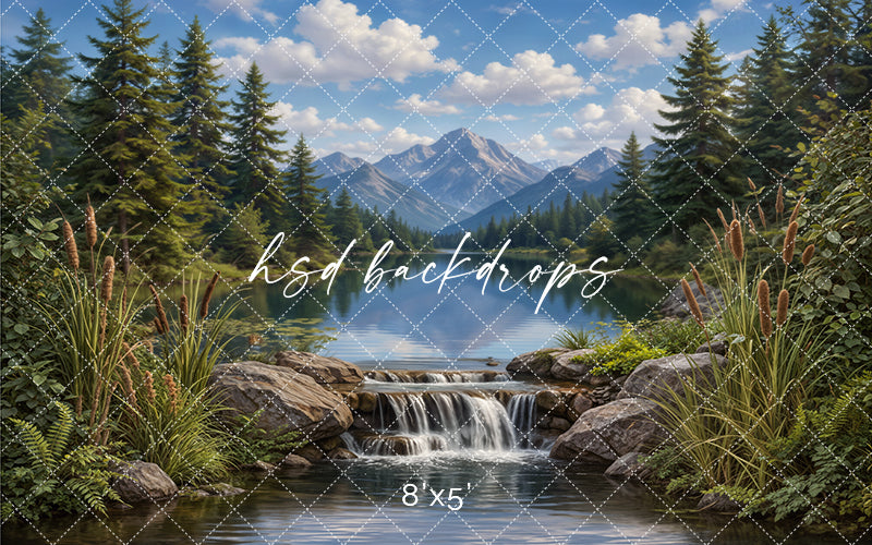 Mountain Lake Fishing Photography Backdrop – Summer Outdoor Portrait Scene | HSD Backdrops