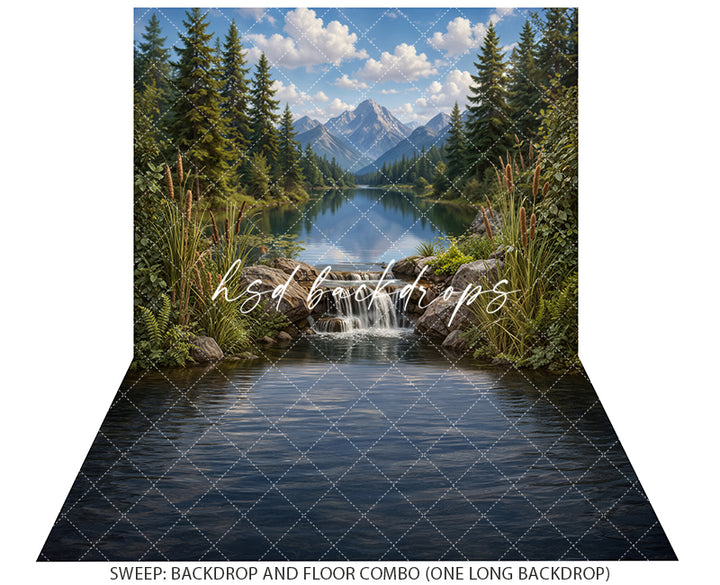 Mountain Lake Fishing Photography Backdrop – Summer Outdoor Portrait Scene | HSD Backdrops