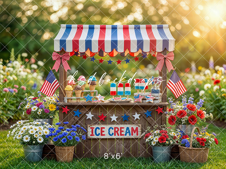 Fourth of July Ice Cream Stand Photography Backdrop – Americana Summer Portrait Scene | HSD Backdrops