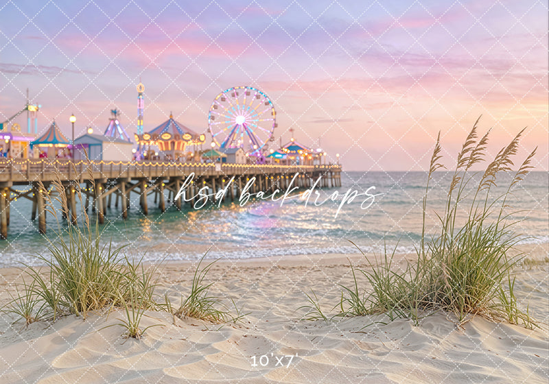 Coastal Boardwalk Pier Photography Backdrop – Dreamy Summer Beach Portrait Scene | HSD Backdrops