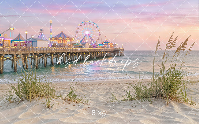 Coastal Boardwalk Pier Photography Backdrop – Dreamy Summer Beach Portrait Scene | HSD Backdrops
