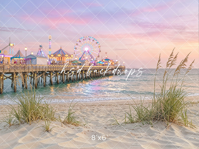 Coastal Boardwalk Pier Photography Backdrop – Dreamy Summer Beach Portrait Scene | HSD Backdrops