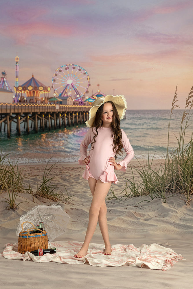 Coastal Boardwalk Pier Photography Backdrop – Dreamy Summer Beach Portrait Scene | HSD Backdrops