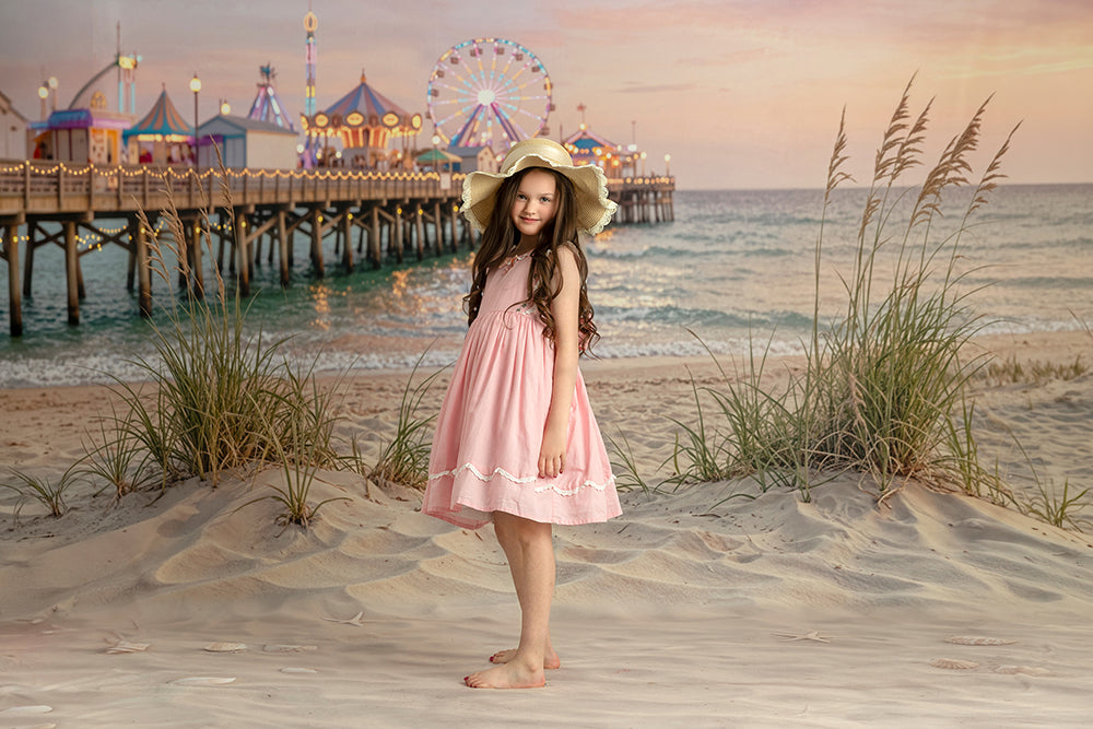 Coastal Boardwalk Pier Photography Backdrop – Dreamy Summer Beach Portrait Scene | HSD Backdrops