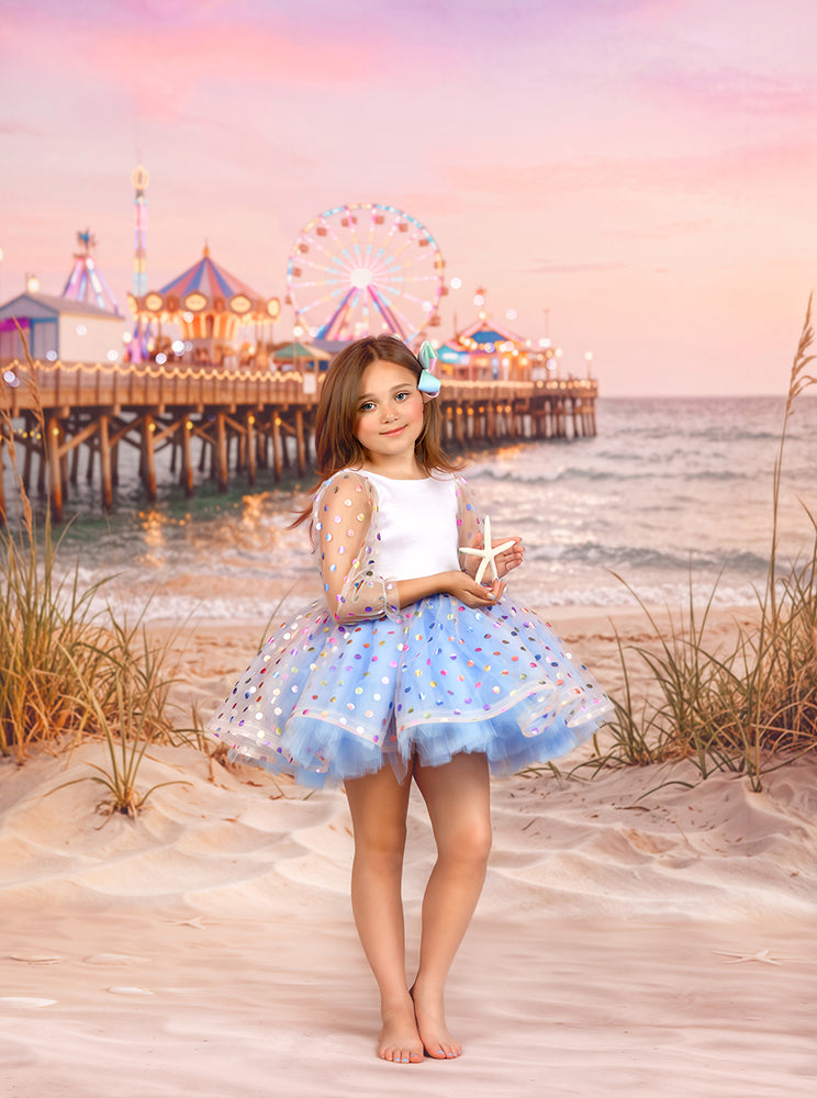 Coastal Boardwalk Pier Photography Backdrop – Dreamy Summer Beach Portrait Scene | HSD Backdrops