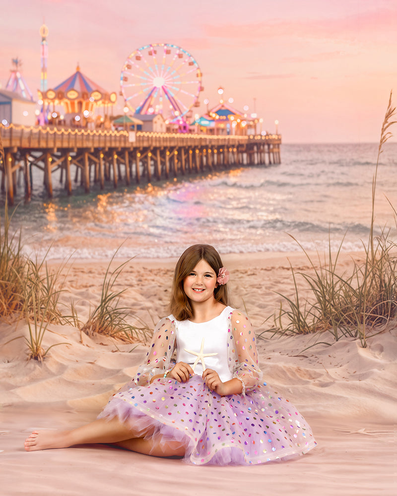 Coastal Boardwalk Pier Photography Backdrop – Dreamy Summer Beach Portrait Scene | HSD Backdrops