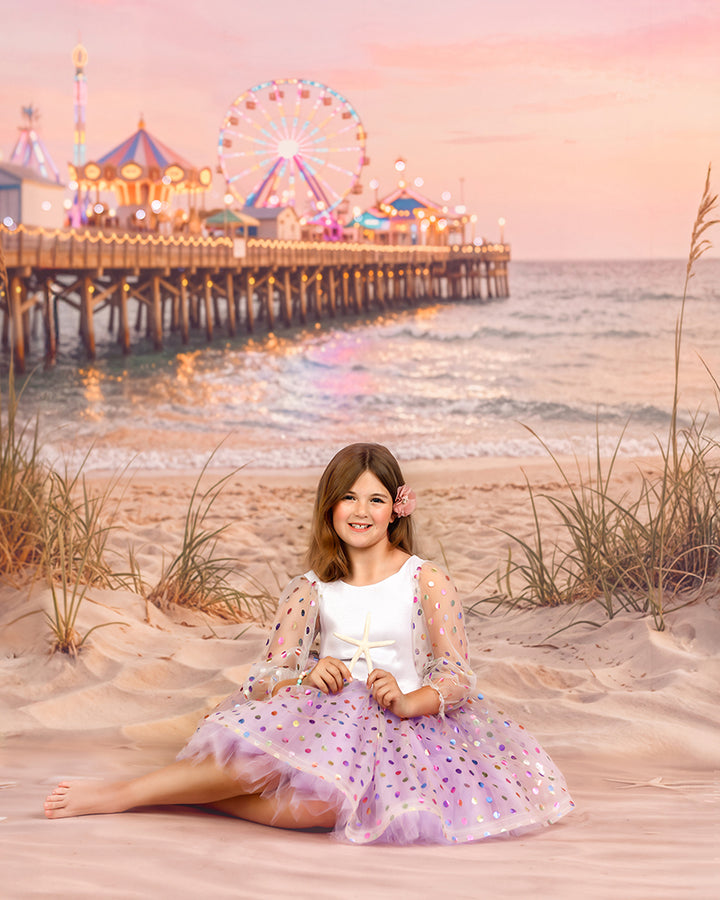 Coastal Boardwalk Pier Photography Backdrop – Dreamy Summer Beach Portrait Scene | HSD Backdrops