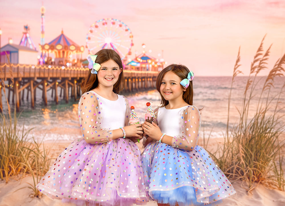Coastal Boardwalk Pier Photography Backdrop – Dreamy Summer Beach Portrait Scene | HSD Backdrops