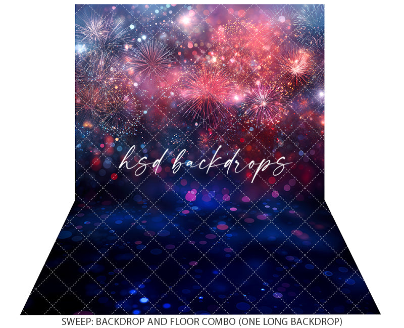 Patriotic Fireworks Bokeh Photography Backdrop – Fourth of July Celebration Portrait Scene | HSD Backdrops