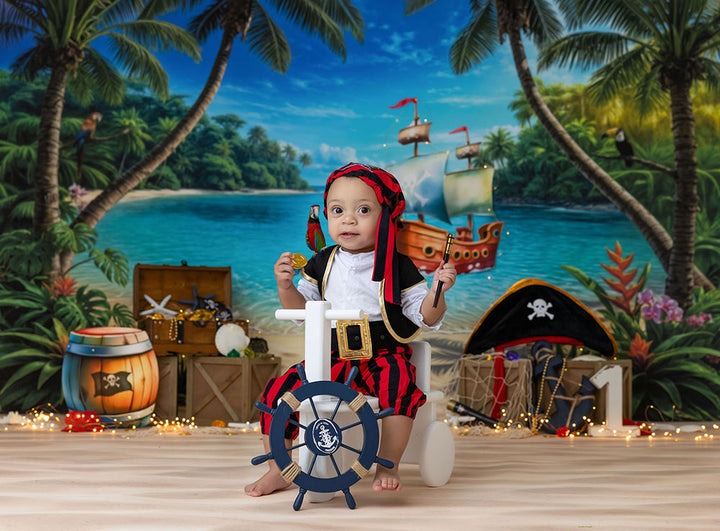 Tropical Lagoon Beach Photography Backdrop – Summer Coastal Portrait Scene | HSD Backdrops