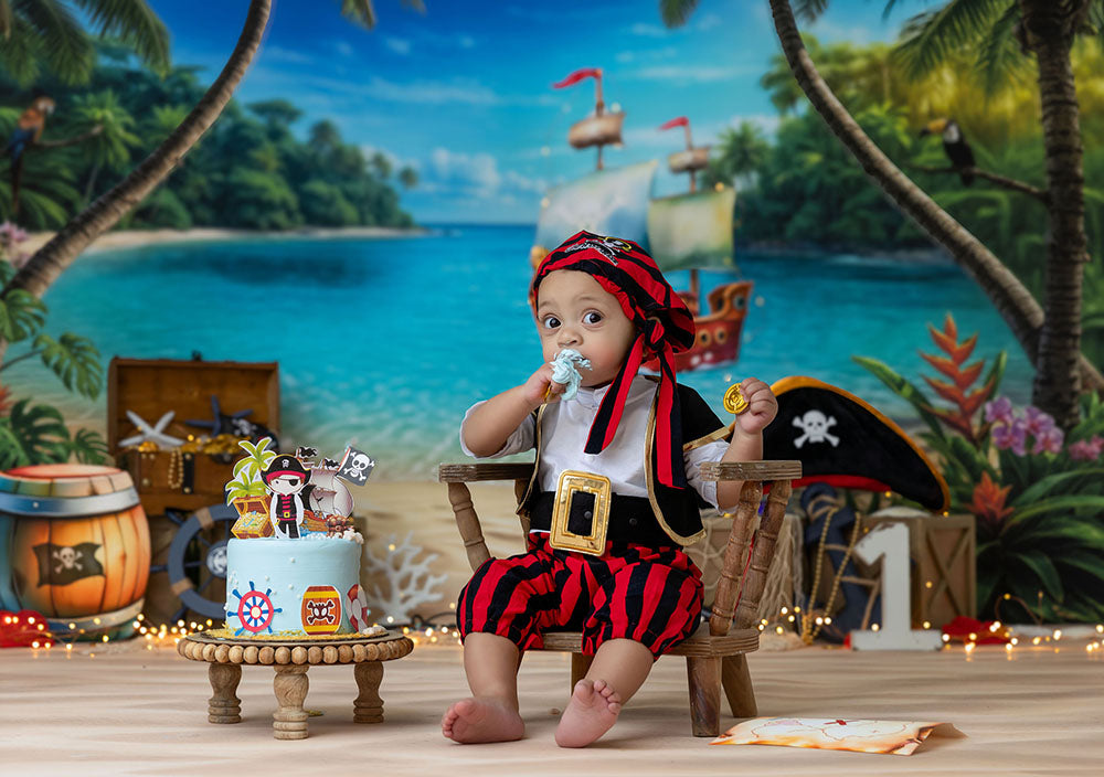 Tropical Lagoon Beach Photography Backdrop – Summer Coastal Portrait Scene | HSD Backdrops
