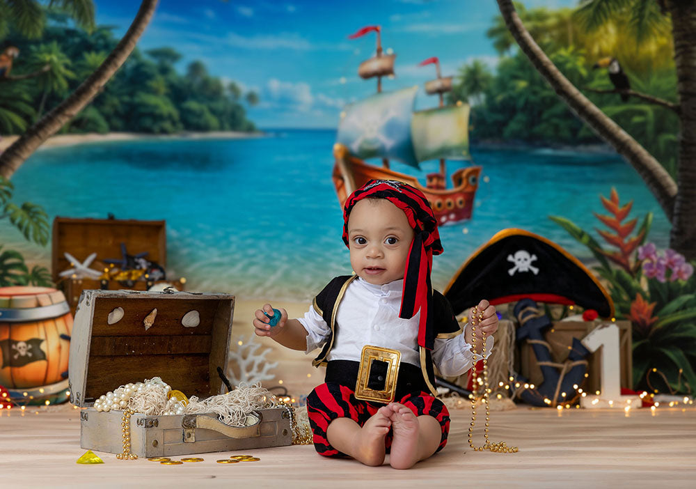 Tropical Lagoon Beach Photography Backdrop – Summer Coastal Portrait Scene | HSD Backdrops