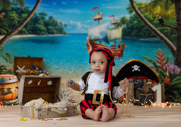 Tropical Lagoon Beach Photography Backdrop – Summer Coastal Portrait Scene | HSD Backdrops
