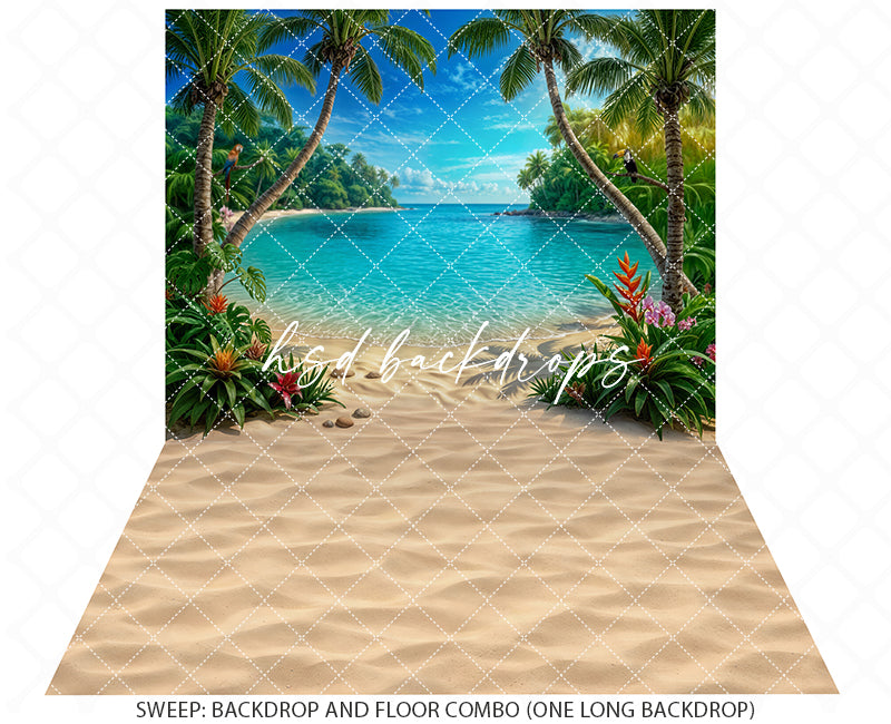 Tropical Lagoon Beach Photography Backdrop – Summer Coastal Portrait Scene | HSD Backdrops