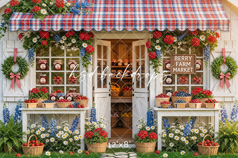 Berry Farm Market Photography Backdrop – Rustic Summer Portrait Scene | HSD Backdrops