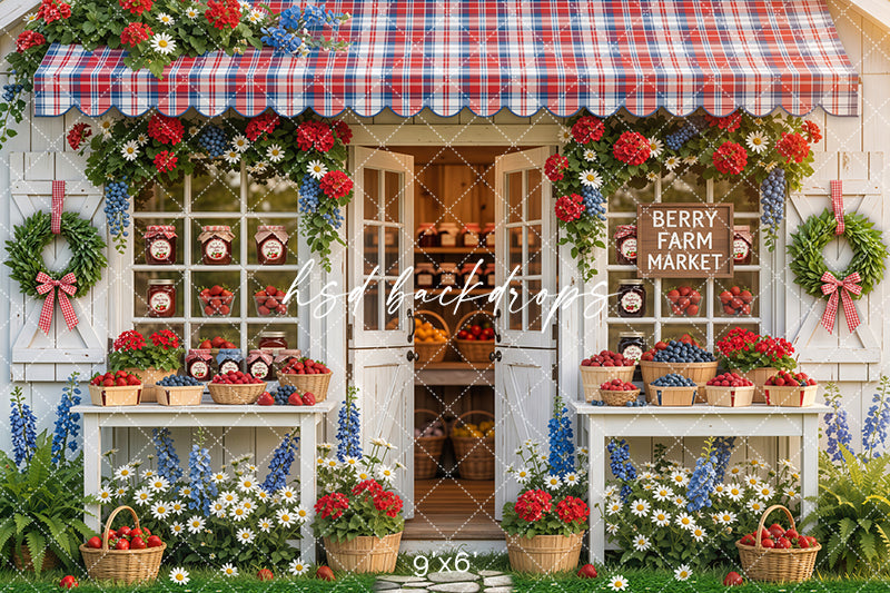 Berry Farm Market Photography Backdrop – Rustic Summer Portrait Scene | HSD Backdrops